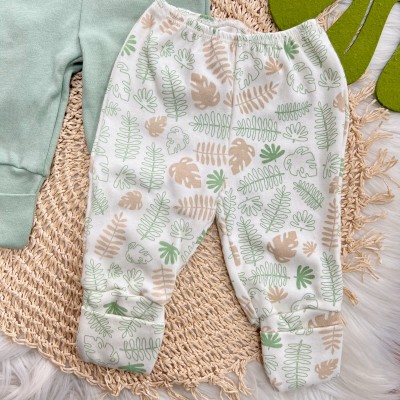 Kit 3 Calças - Cabana, Verde e Folhagem - Off White e Verde